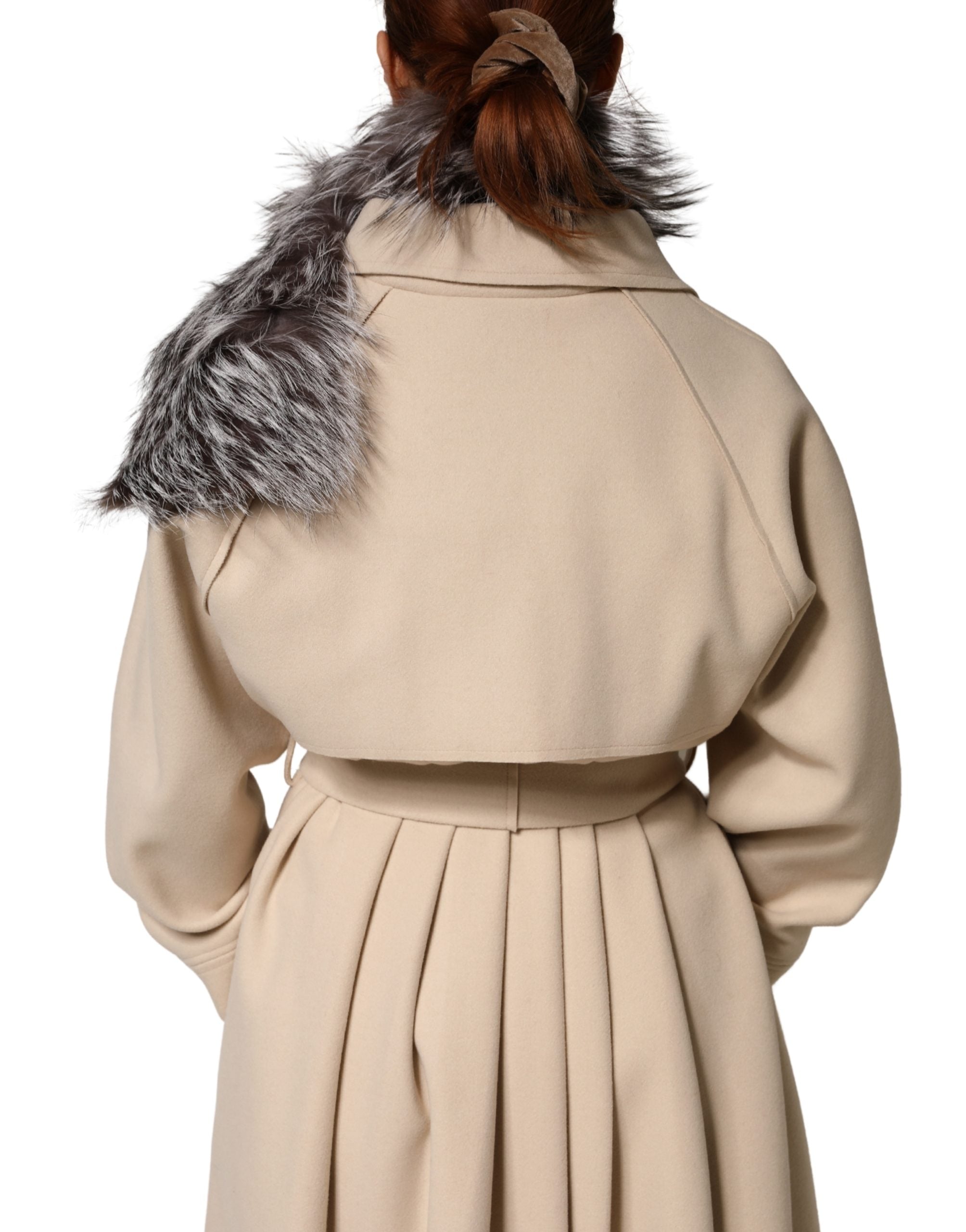 DOLCE & GABBANA Gray Fox Fur Neck Wrap Warmer Winter Scarf