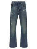 Blue Cotton Straight-Leg Jeans