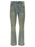 Blue Cotton Flared Jeans