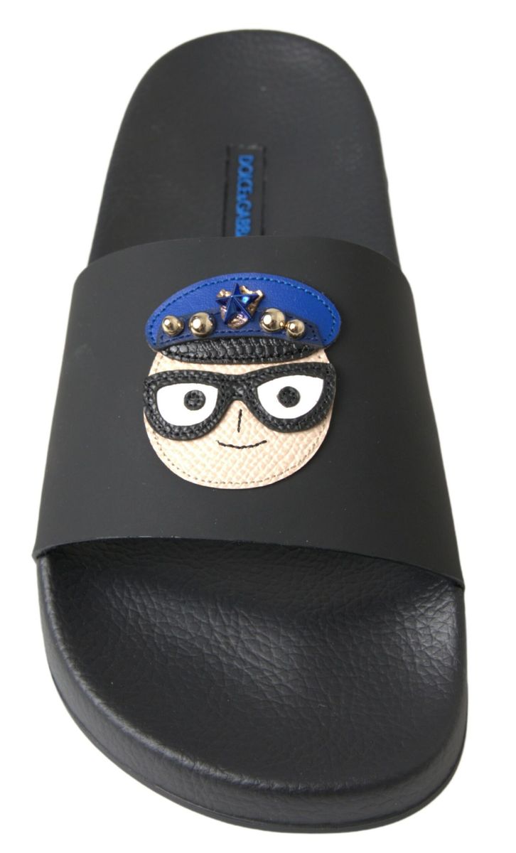 DOLCE & GABBANA Black Slides Sandals Beach Saint Barth Shoes