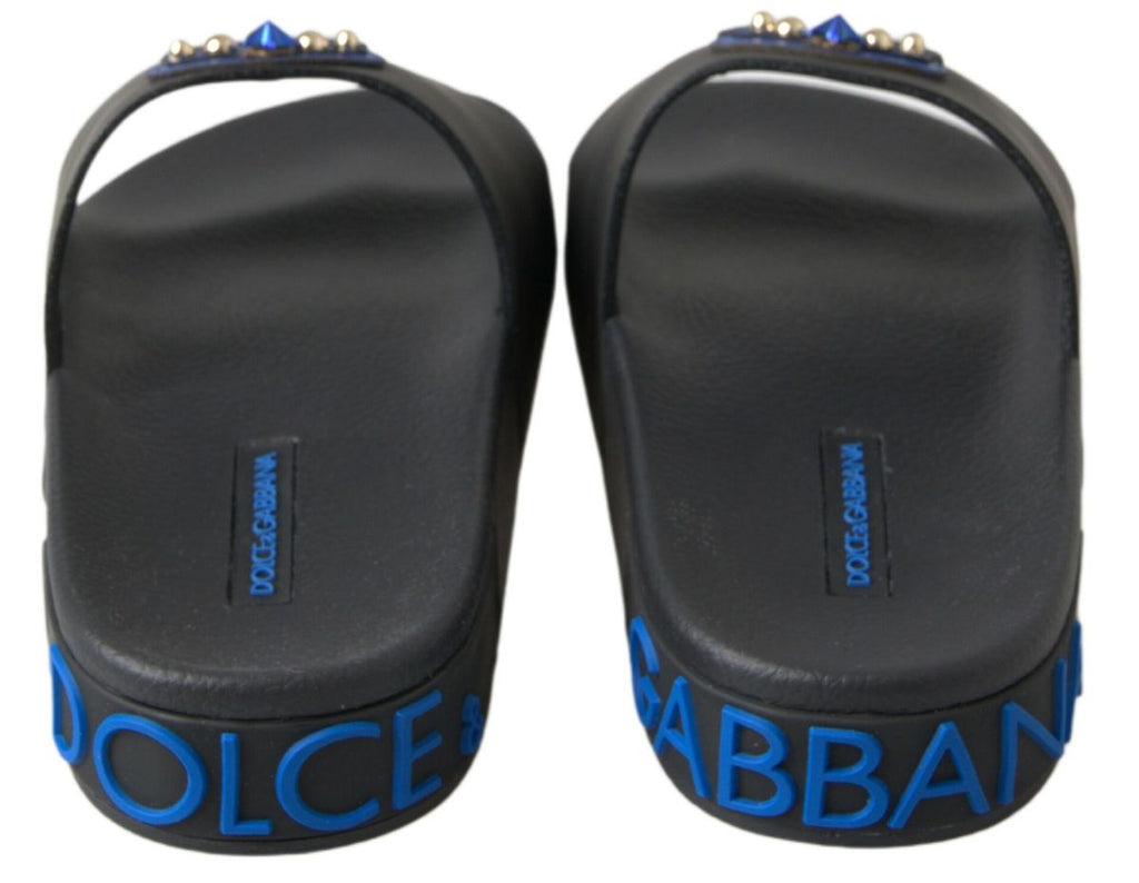 DOLCE & GABBANA Black Slides Sandals Beach Saint Barth Shoes