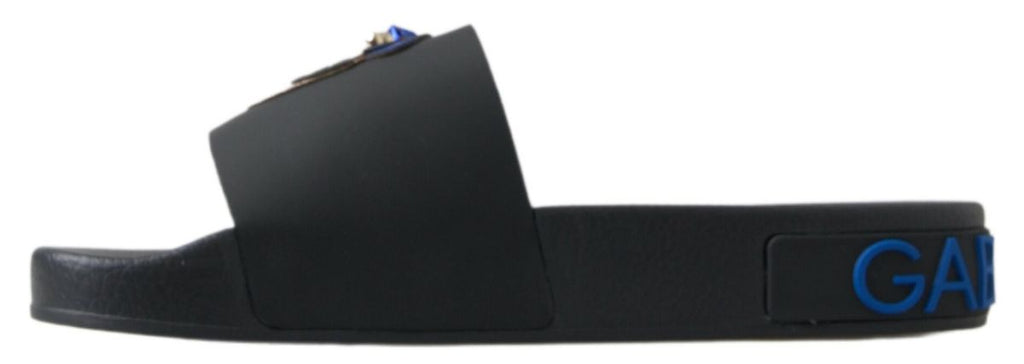DOLCE & GABBANA Black Slides Sandals Beach Saint Barth Shoes