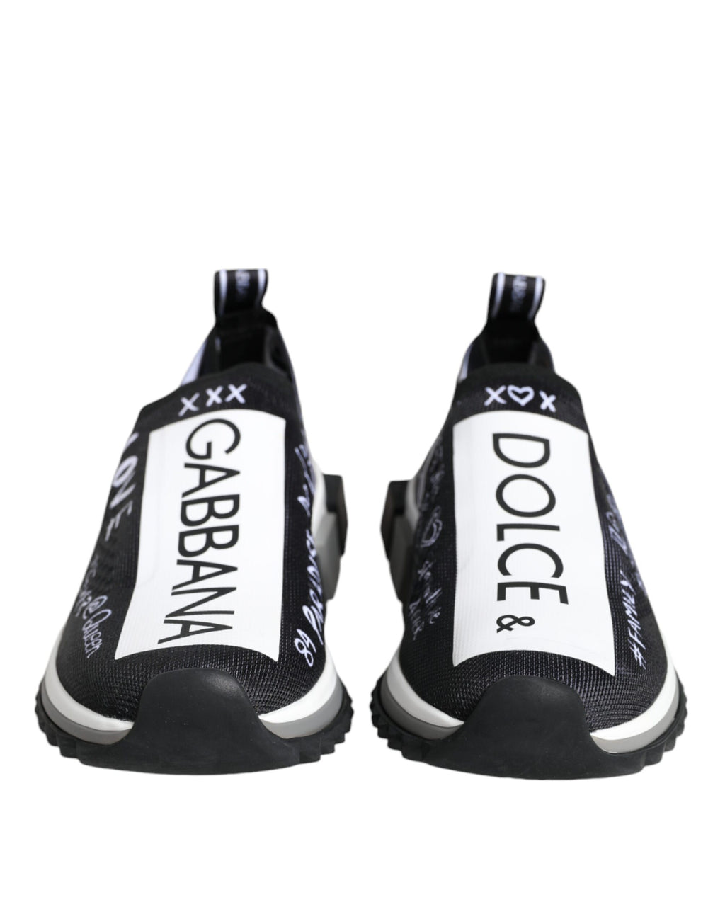 DOLCE & GABBANA Black White Sorrento Low Top Sneakers Shoes