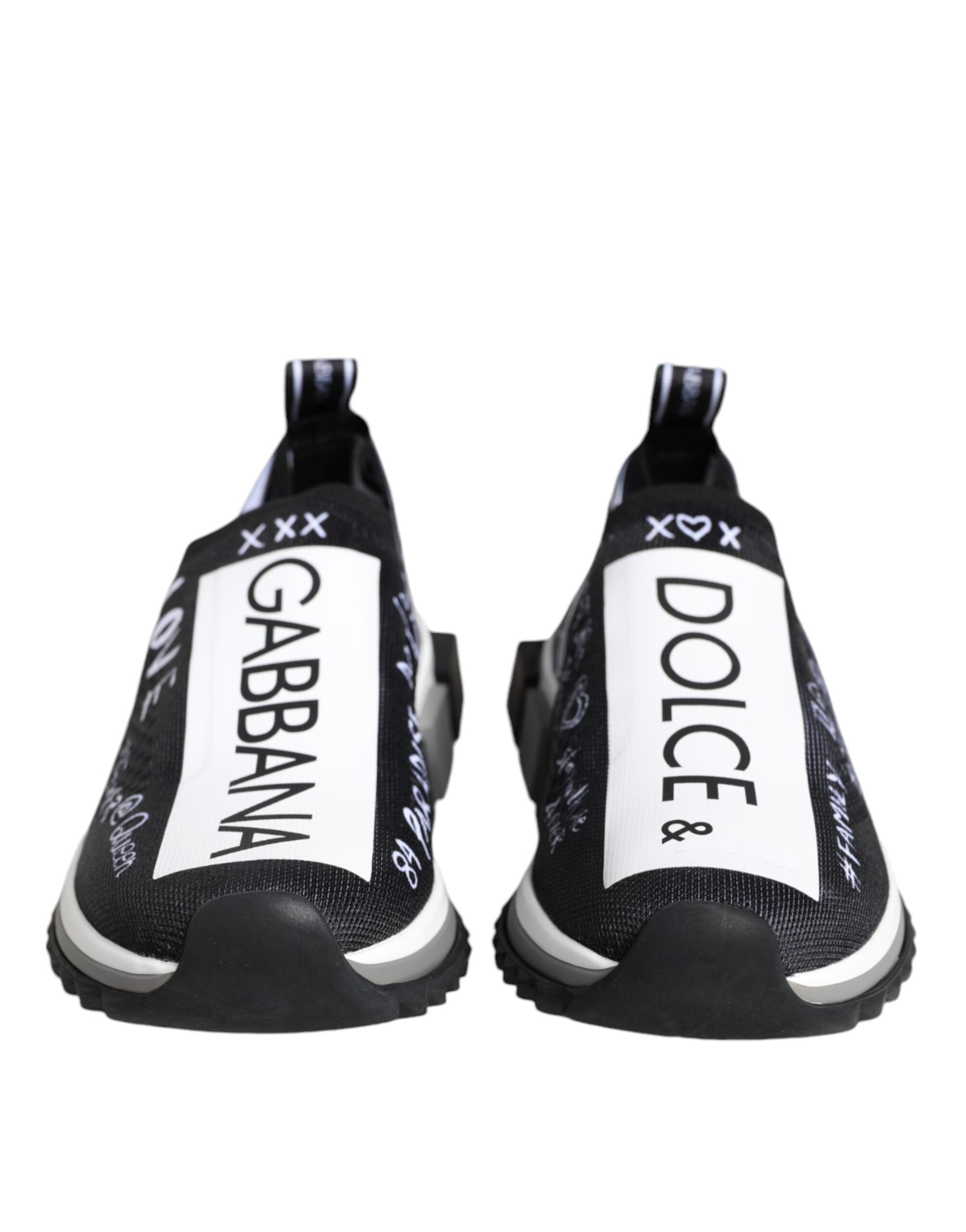 DOLCE & GABBANA Black White Sorrento Low Top Sneakers Shoes
