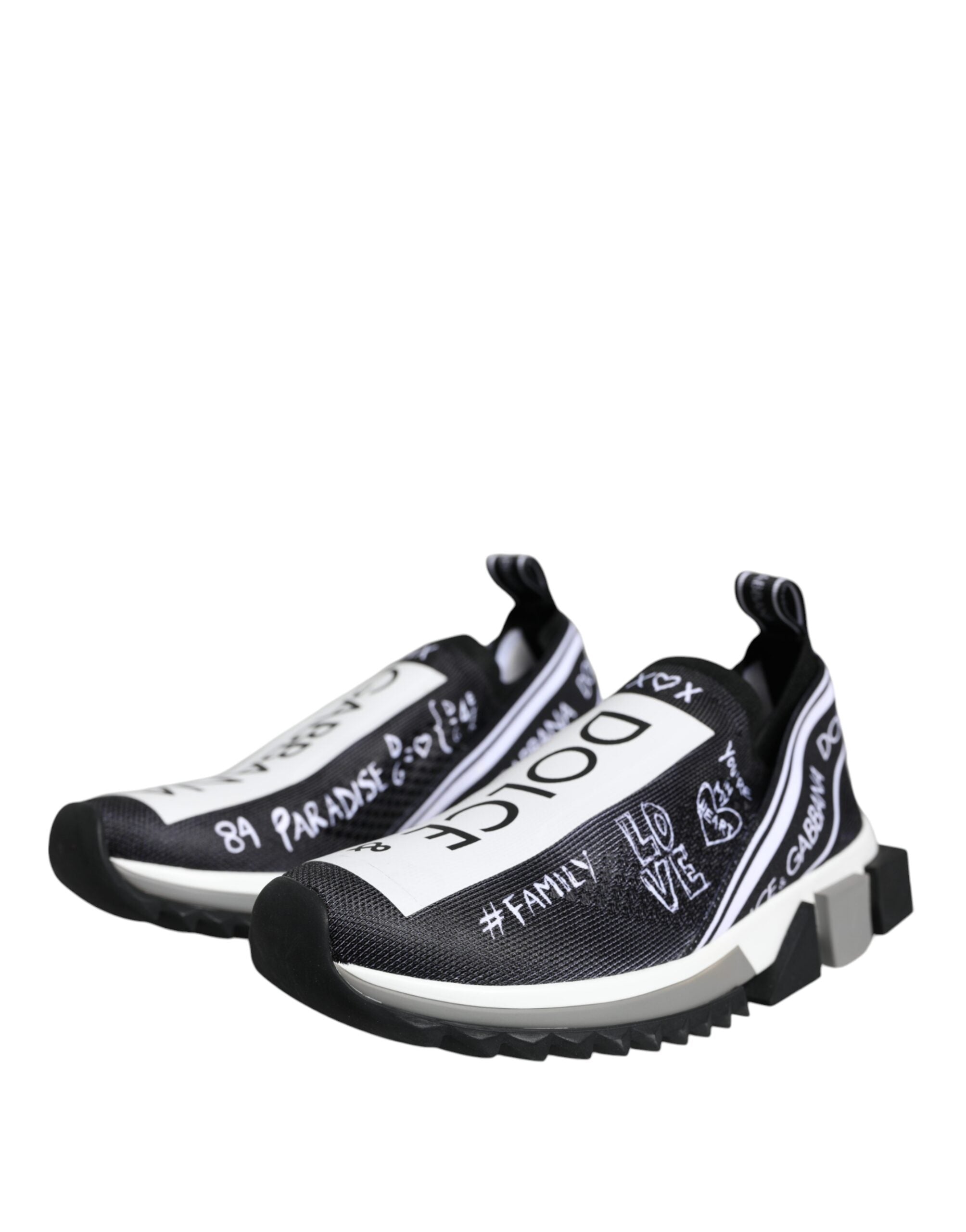 DOLCE & GABBANA Black White Sorrento Low Top Sneakers Shoes