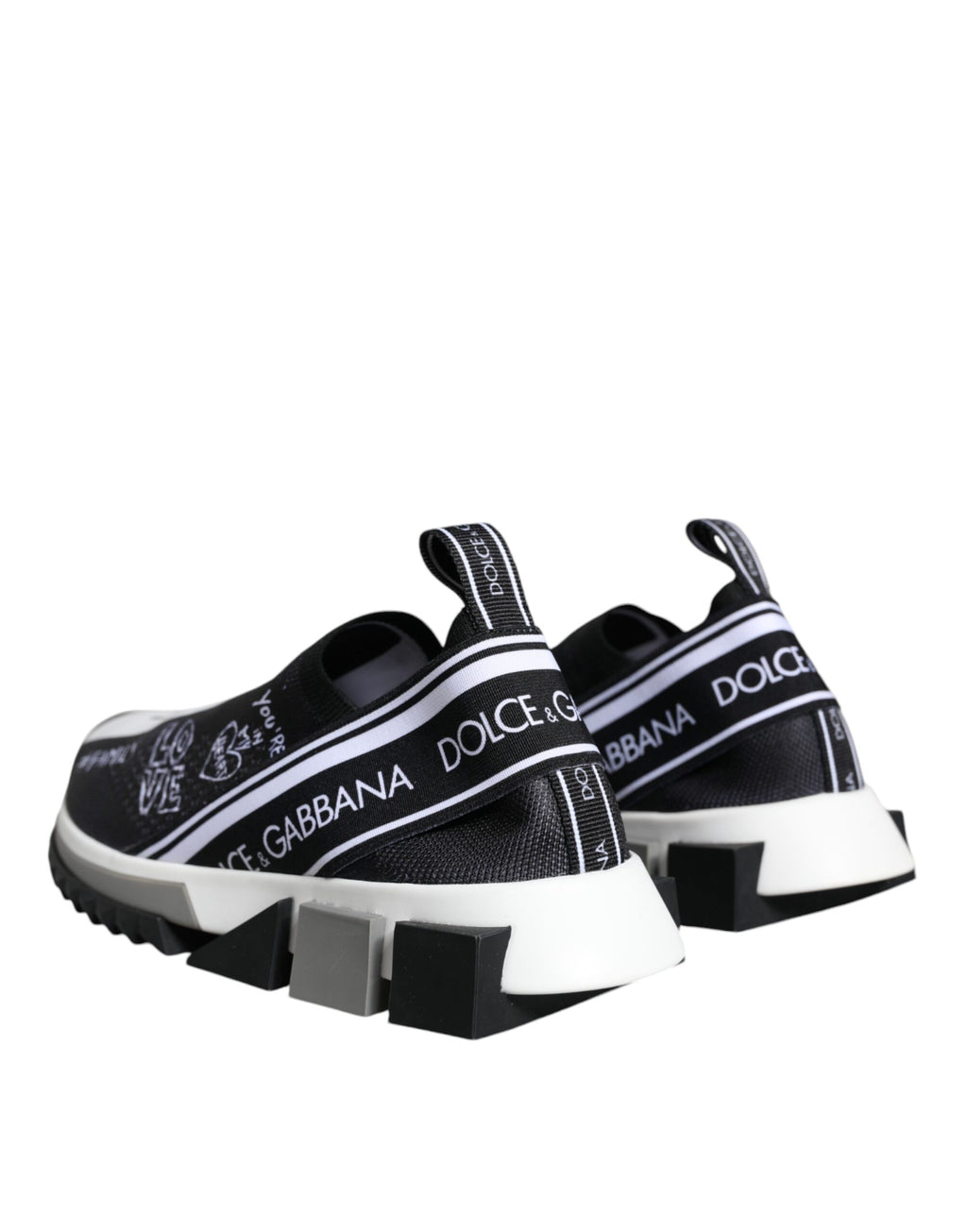 DOLCE & GABBANA Black White Sorrento Low Top Sneakers Shoes