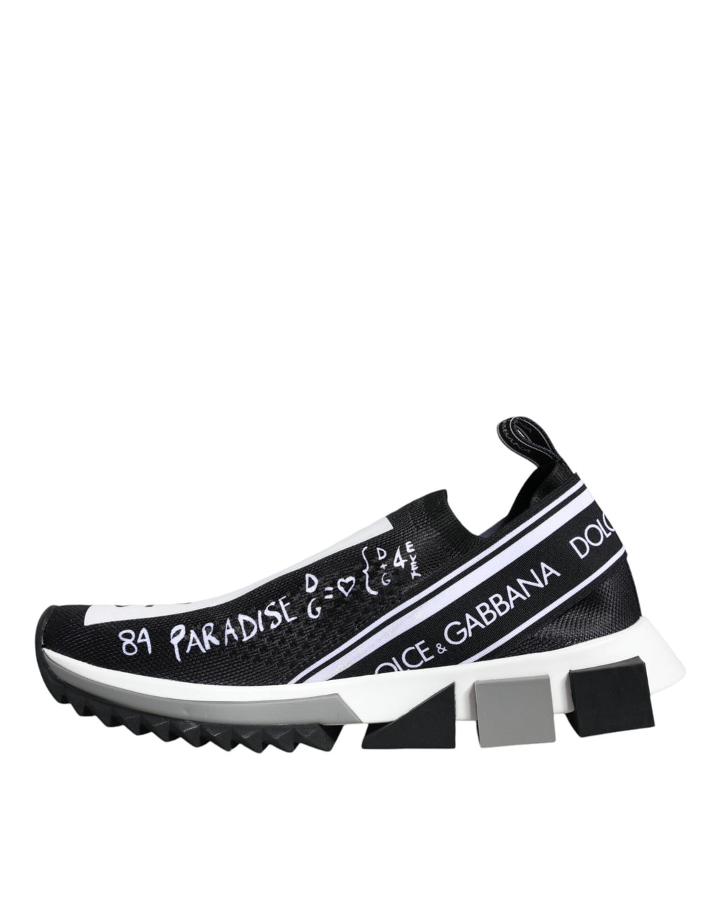 DOLCE & GABBANA Black White Sorrento Low Top Sneakers Shoes