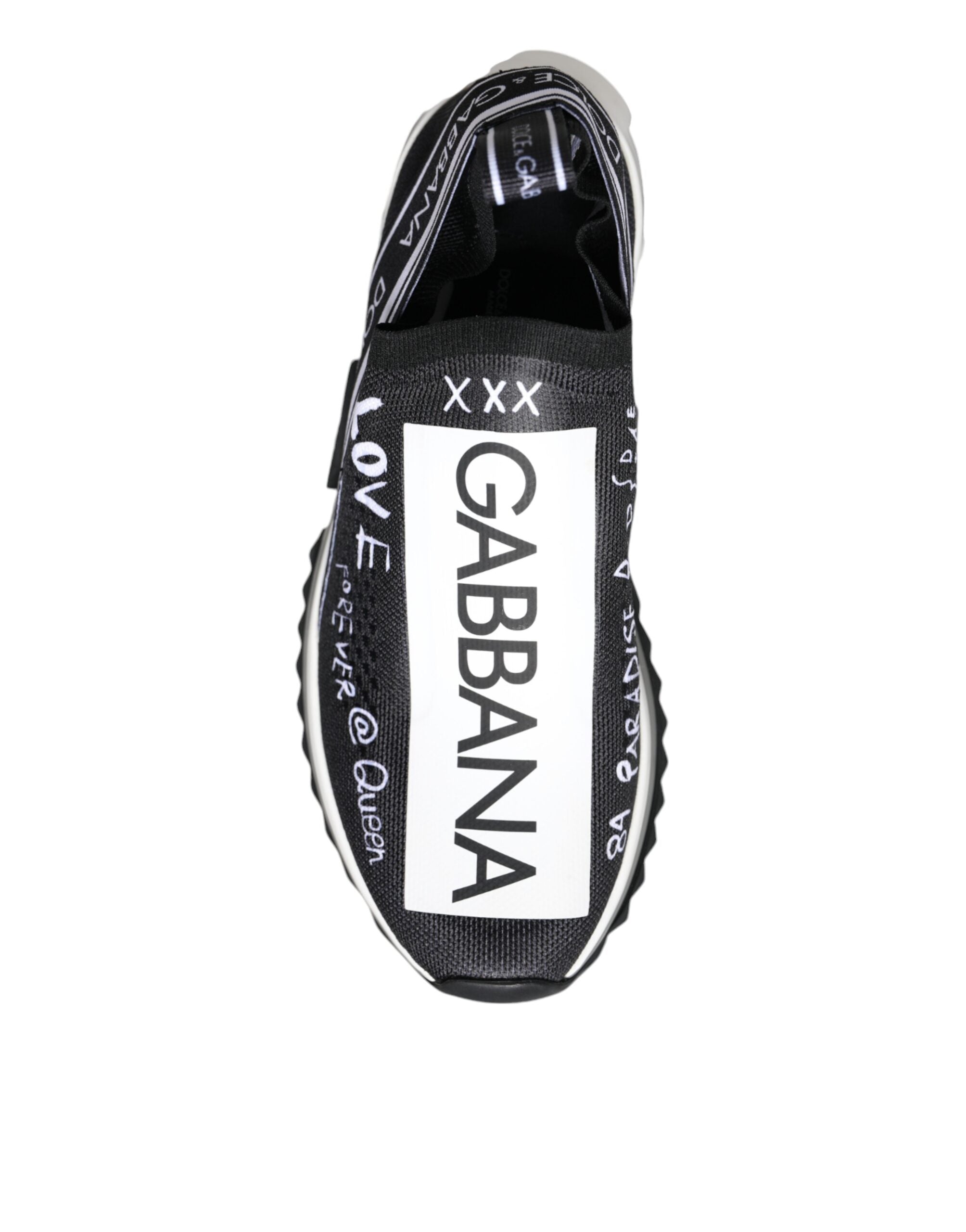 DOLCE & GABBANA Black White Sorrento Low Top Sneakers Shoes