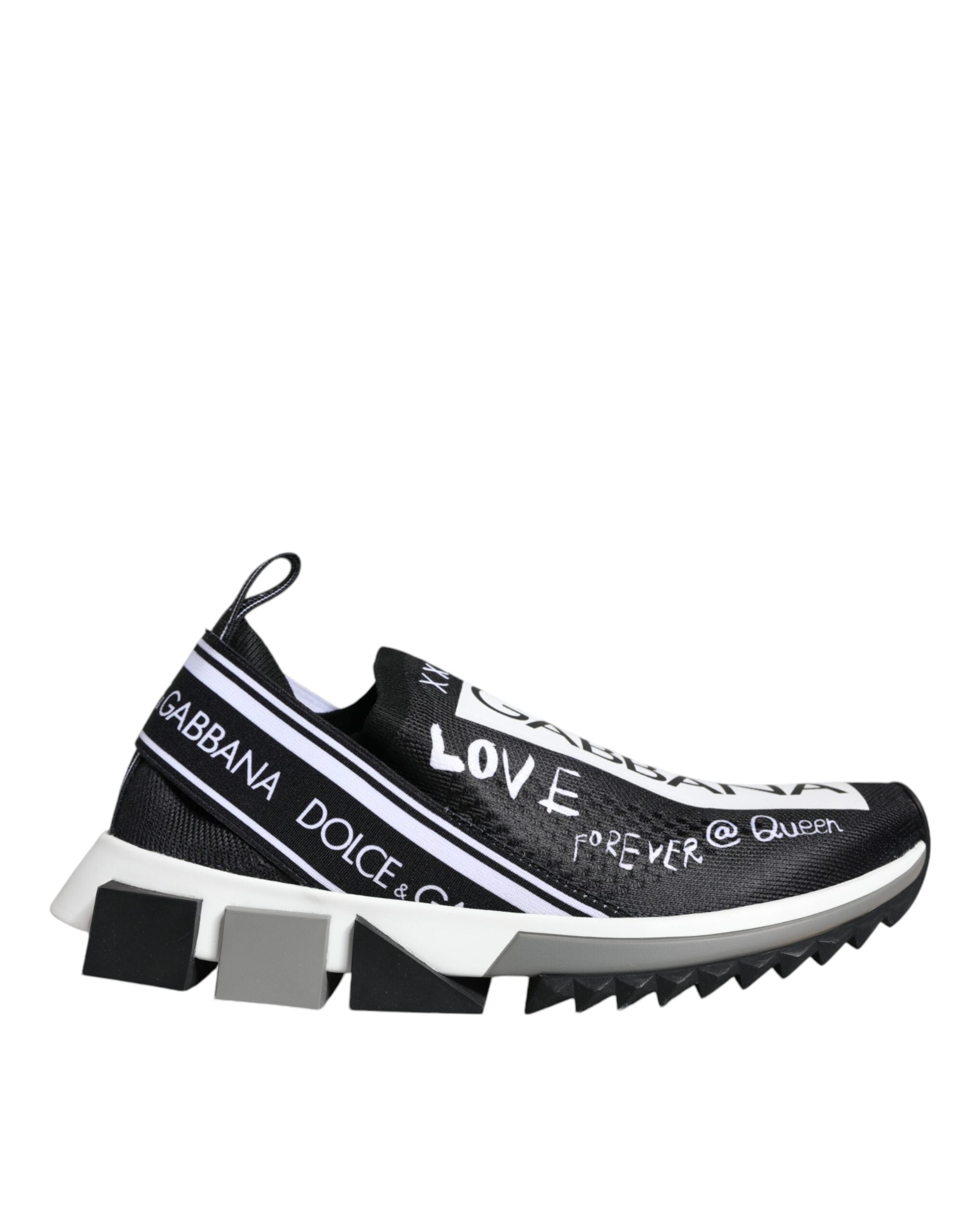 DOLCE & GABBANA Black White Sorrento Low Top Sneakers Shoes