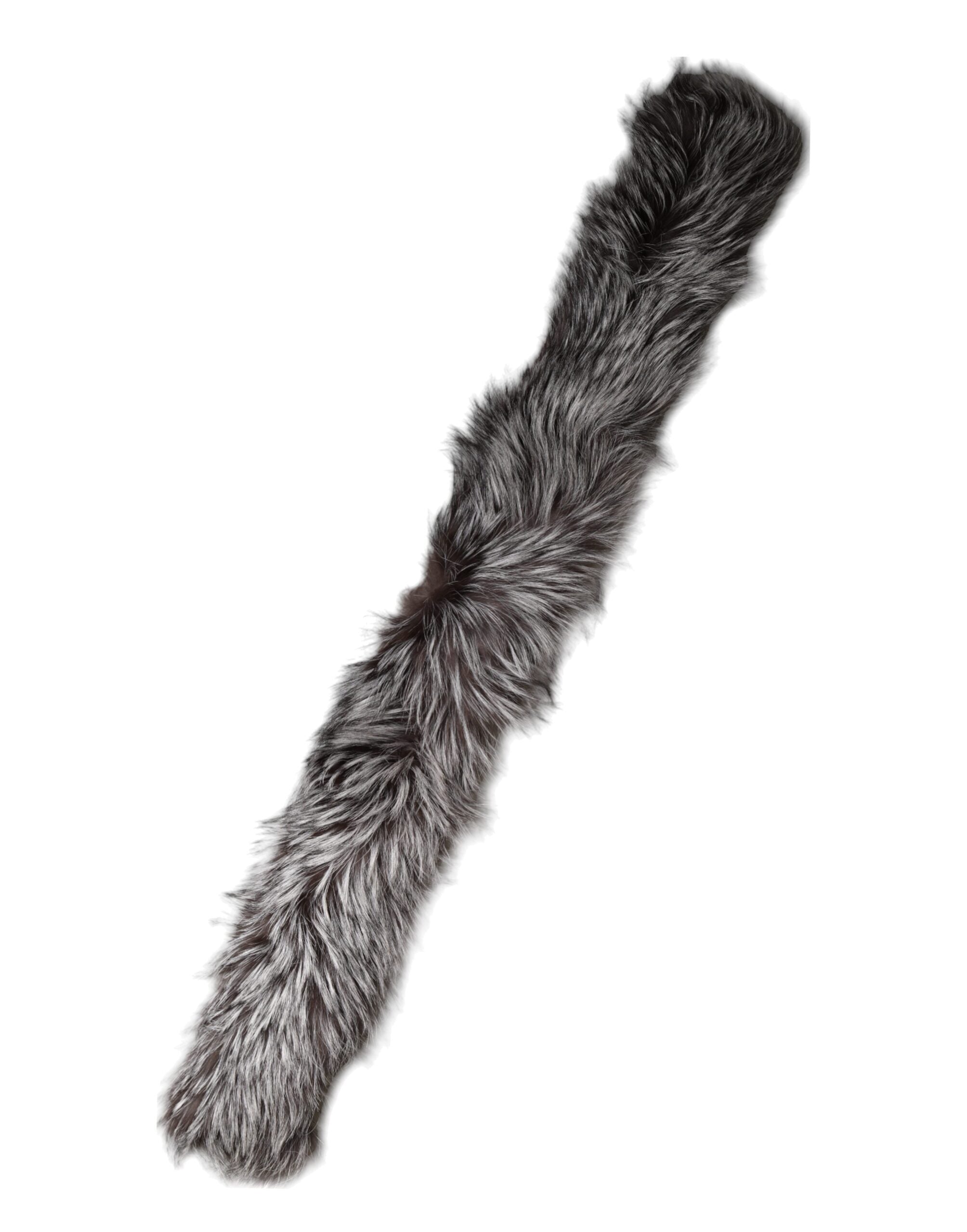 DOLCE & GABBANA Gray Fox Fur Neck Wrap Warmer Winter Scarf