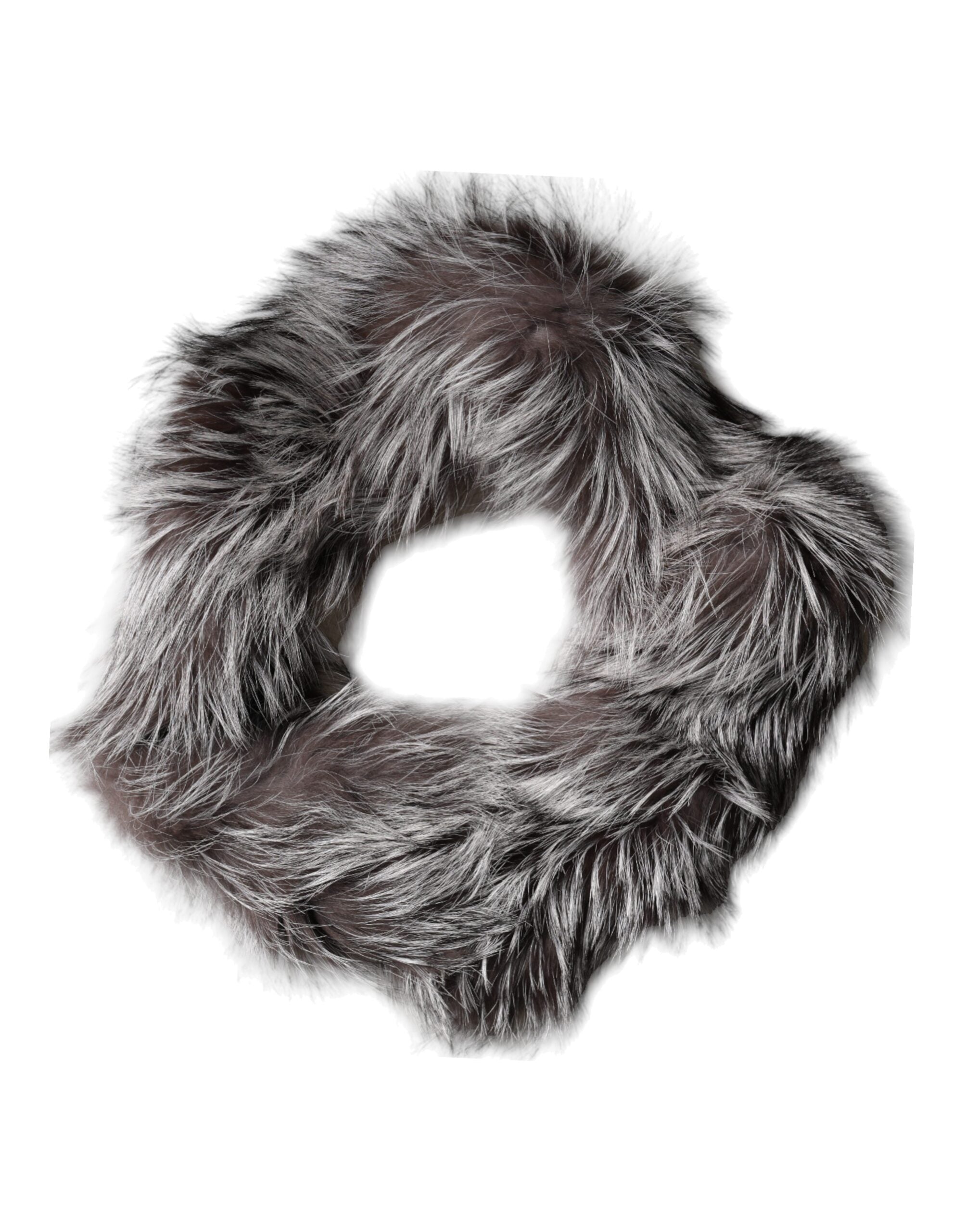 DOLCE & GABBANA Gray Fox Fur Neck Wrap Warmer Winter Scarf