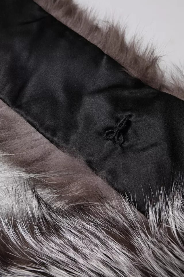 DOLCE & GABBANA Gray Fox Fur Neck Wrap Warmer Winter Scarf