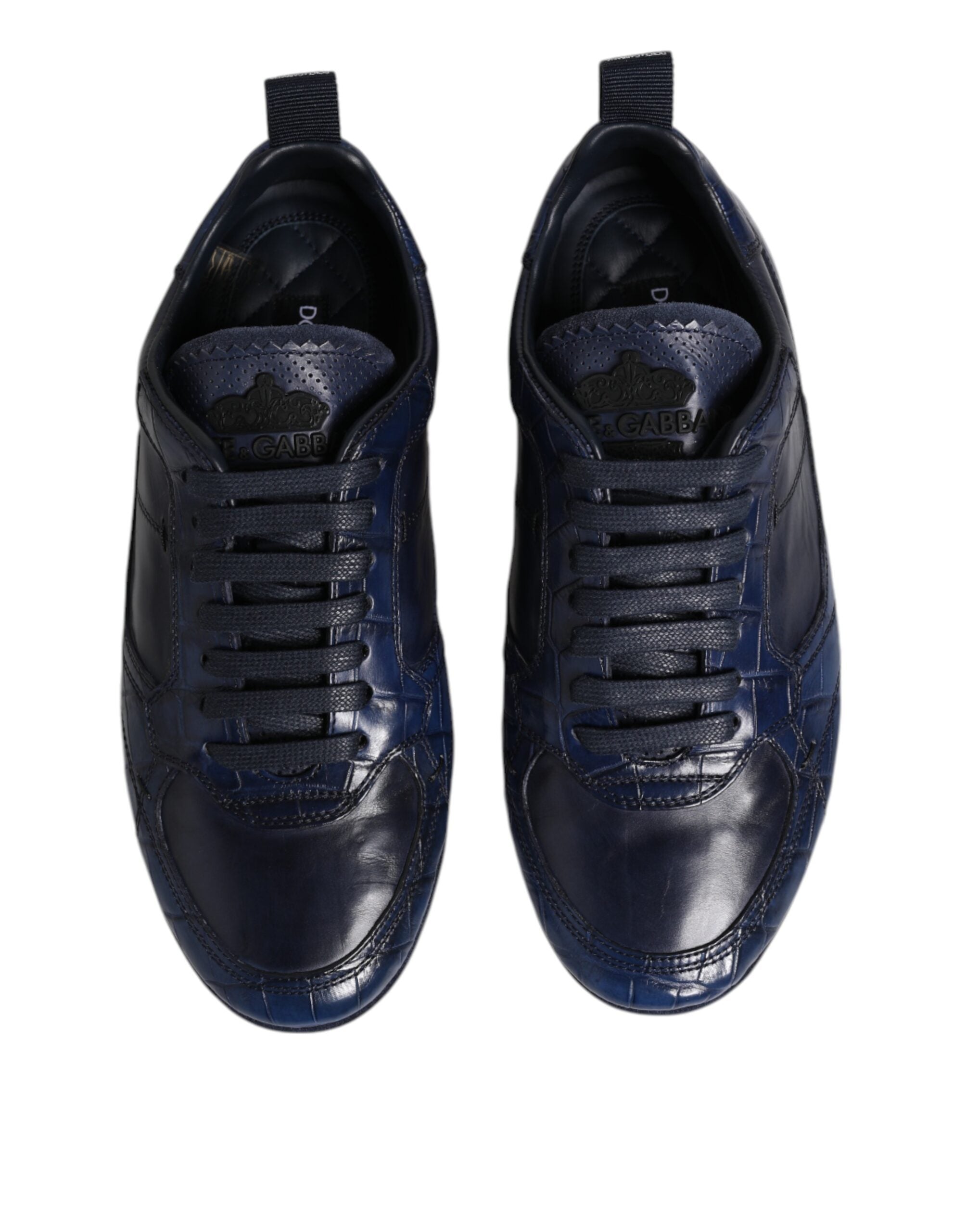 Dark Blue LeatherShoes Low Top Men Sneakers