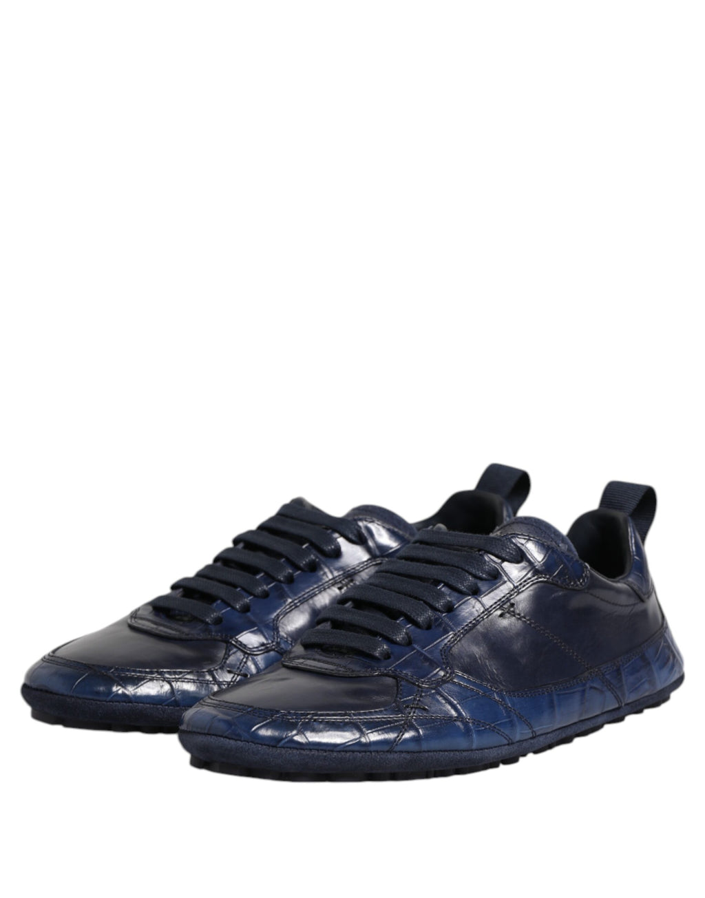Dark Blue LeatherShoes Low Top Men Sneakers