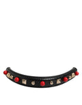 Black Embellished Leather Bag Handle Women Shoulder Strap